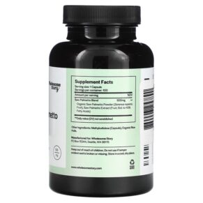 Thực phẩm bổ sung Wholesome Story Saw Palmetto 500 mg 100 Vegetarian Capsules 860003257890