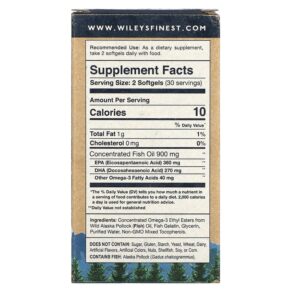 Thực phẩm bổ sung Wiley's Finest Wild Alaskan Fish Oil Easy Swallow Minis 450 mg 60 Fish Softgels 793573167972