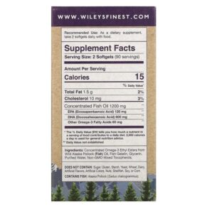 Thực phẩm bổ sung Wiley's Finest Wild Alaskan Fish Oil Prenatal DHA 600 mg 180 Fish Softgels 857188004029