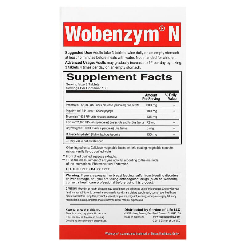 Wobenzym N Joint Health 400 Enteric-Coated Tablets 2 Thực phẩm bổ sung Wobenzym N Joint Health 400 Enteric-Coated Tablets 310539029343
