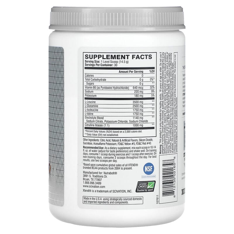 Xtend The Original 7G BCAA Italian Blood Orange 15.3 oz (435 g) 2 Thực phẩm bổ sung Xtend The Original 7G BCAA Italian Blood Orange 15.3 oz (435 g) 812135021658