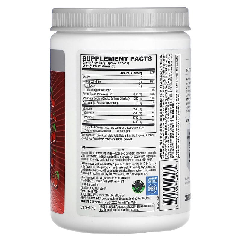 Xtend The Original Muscle Recovery + Electrolytes Cherry 14 oz (399 g) 2 Thực phẩm bổ sung Xtend The Original Muscle Recovery + Electrolytes Cherry 14 oz (399 g) 842595128475