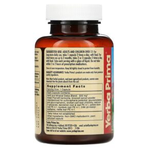 Thực phẩm bổ sung Yerba Prima Great Plains Bentonite + Herbal Detox 60 Capsules 046352005188