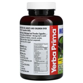 Thực phẩm bổ sung Yerba Prima Moringa Caps 400 mg 180 Veg Caps 046352006901