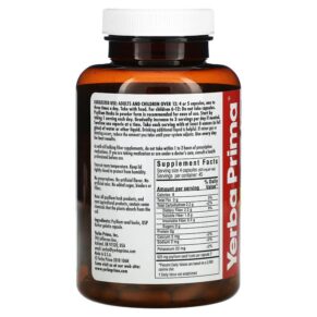 Thực phẩm bổ sung Yerba Prima Psyllium Husks Caps 180 Capsules 046352001067