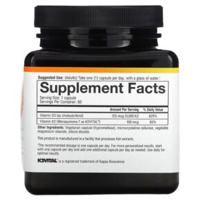 Thực phẩm bổ sung Youtheory K2D3 Essential Daily Vitamins 60 Vegetarian Capsules 850021920357