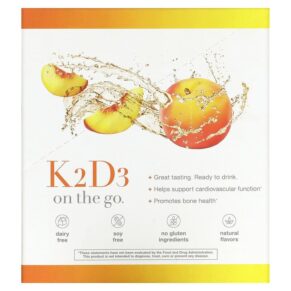 Thực phẩm chức năng Youtheory K2D3 On Th Go Peach 12 Packets 1 fl oz (30 ml) Each 850021920302