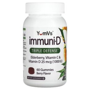 Thực phẩm chức năng Yum-Vs Elderberry Vitamin C & Vitamin D Triple Defense Berry 60 Gummies 810048610129