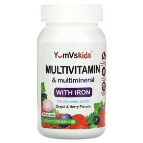 Thực phẩm chức năng Yum-Vs Multivitamin & Multimineral With Iron Grape & Berry 120 Chewable Tablets 810048610594