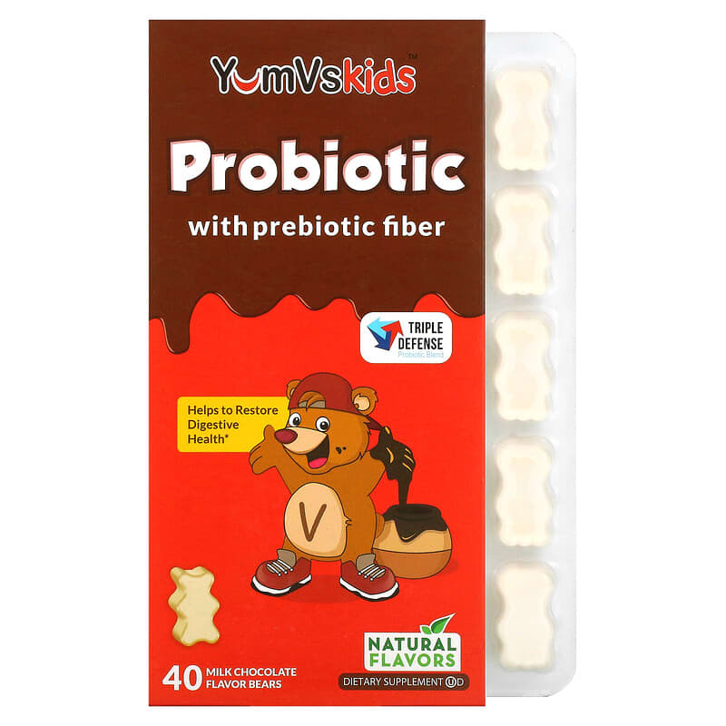 Yum-Vs Probiotic with Prebiotic Fiber Milk Chocolate 40 Bears 8 Thực phẩm chức năng Yum-Vs Probiotic with Prebiotic Fiber Milk Chocolate 40 Bears 899105001643