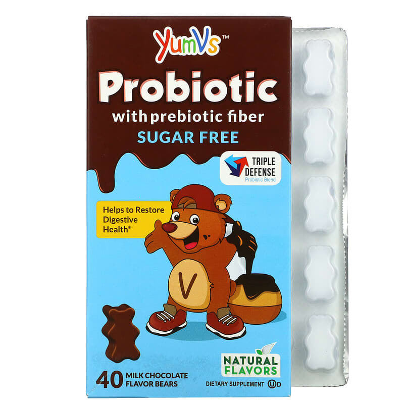 Yum-Vs Probiotic with Prebiotic Fiber Milk Chocolate Sugar-Free 40 Bears 8 Thực phẩm chức năng Yum-Vs Probiotic with Prebiotic Fiber Milk Chocolate Sugar-Free 40 Bears 899105001605