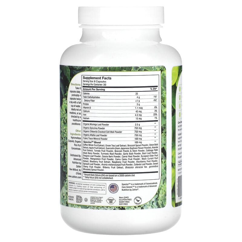 Zahler Core Greens Advanced Plant-Based Superfood 240 Capsules 2 Thực phẩm bổ sung Zahler Core Greens Advanced Plant-Based Superfood 240 Capsules 848998082567