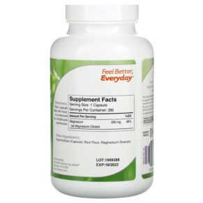 Thực phẩm bổ sung Zahler Magnesium Bioactive Magnesium Citrate 200 mg 250 Capsules 848998082185