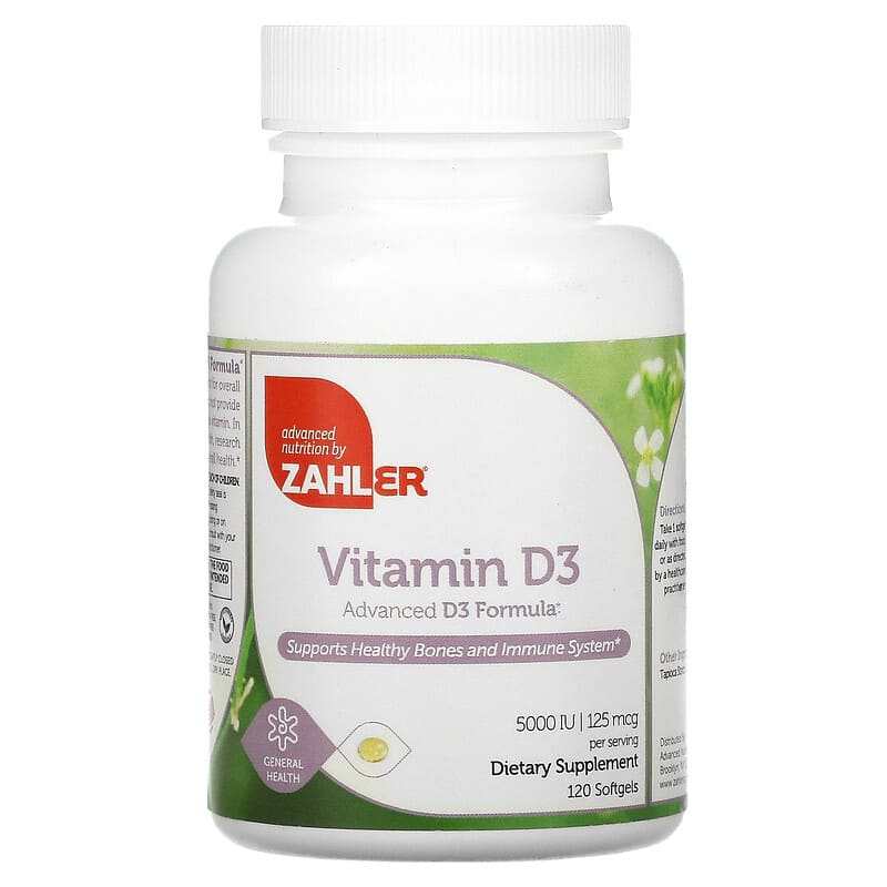 Zahler Vitamin D3 Advanced D3 Formula 125 mcg (5.000 IU) 120 Softgels 8 Thực phẩm chức năng Zahler Vitamin D3 Advanced D3 Formula 125 mcg (5.000 IU) 120 Softgels 848998000424