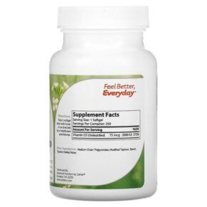 Zahler Vitamin D3 Advanced D3 Formula 75 mcg (3.000 IU) 250 Softgels 3 Thực phẩm bổ sung Zahler Vitamin D3 Advanced D3 Formula 75 mcg (3.000 IU) 250 Softgels 848998000400