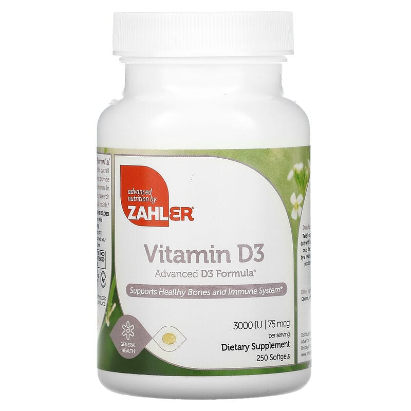 Zahler Vitamin D3 Advanced D3 Formula 75 mcg (3.000 IU) 250 Softgels 8 Thực phẩm chức năng Zahler Vitamin D3 Advanced D3 Formula 75 mcg (3.000 IU) 250 Softgels 848998000400
