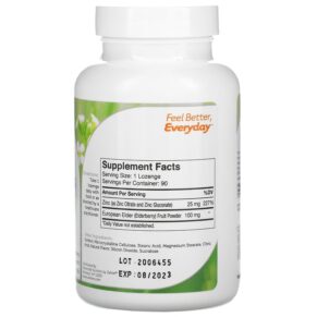 Thực phẩm bổ sung Zahler Zinc Lozenges Bioactive Zinc & Elderberry Elderberry 90 Chewable Lozenges 848998082215