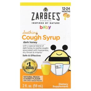 Thực phẩm chức năng Zarbee's Baby Soothing Cough Syrup 12-24 Months Natural Peach and Honey 2 fl oz (59 ml) 897233709042