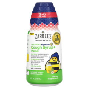 Thực phẩm chức năng Zarbee's Children's Nighttime Cough Syrup + Mucus 2-6 Years Natural Mixed Berry 4 fl oz (118 ml) 300450664044
