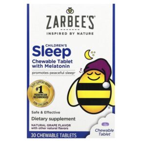 Thực phẩm chức năng Zarbee's Children's Sleep with Melatonin For Children 3 Years+ Natural Grape 30 Chewable Tablets 898115002503
