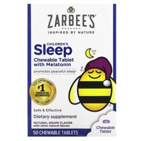 Thực phẩm chức năng Zarbee's Children's Sleep with Melatonin For Children 3 Years + Natural Grape 50 Chewable Tablets 858438005582