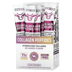 Thực phẩm chức năng Zhou Nutrition Collagen Peptides Hydrolyzed Collagen Unflavored 15 Stix 0.39 oz (11 g) Each 669191567329