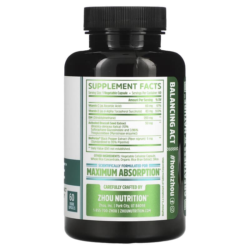 Zhou Nutrition DIM Active Hormonal Balance Complex 60 Veggie Capsules 2 Thực phẩm bổ sung Zhou Nutrition DIM Active Hormonal Balance Complex 60 Veggie Capsules 859805006072