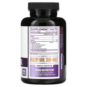 Thực phẩm bổ sung Zhou Nutrition Flaxseed Oil Cold-Pressed 100 Softgels 859805006119