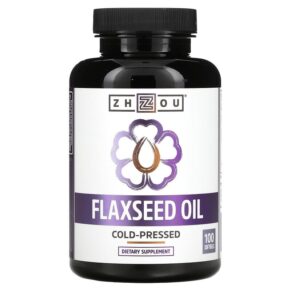 Thực phẩm chức năng Zhou Nutrition Flaxseed Oil Cold-Pressed 100 Softgels 859805006119
