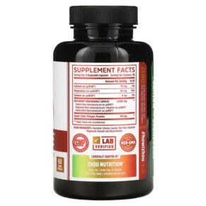 Thực phẩm bổ sung Zhou Nutrition Keto Drive With Apple Cider Vinegar 60 Veggie Capsules 669191385916