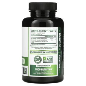 Thực phẩm bổ sung Zhou Nutrition Saw Palmetto 100 Veggie Capsules 859805006300