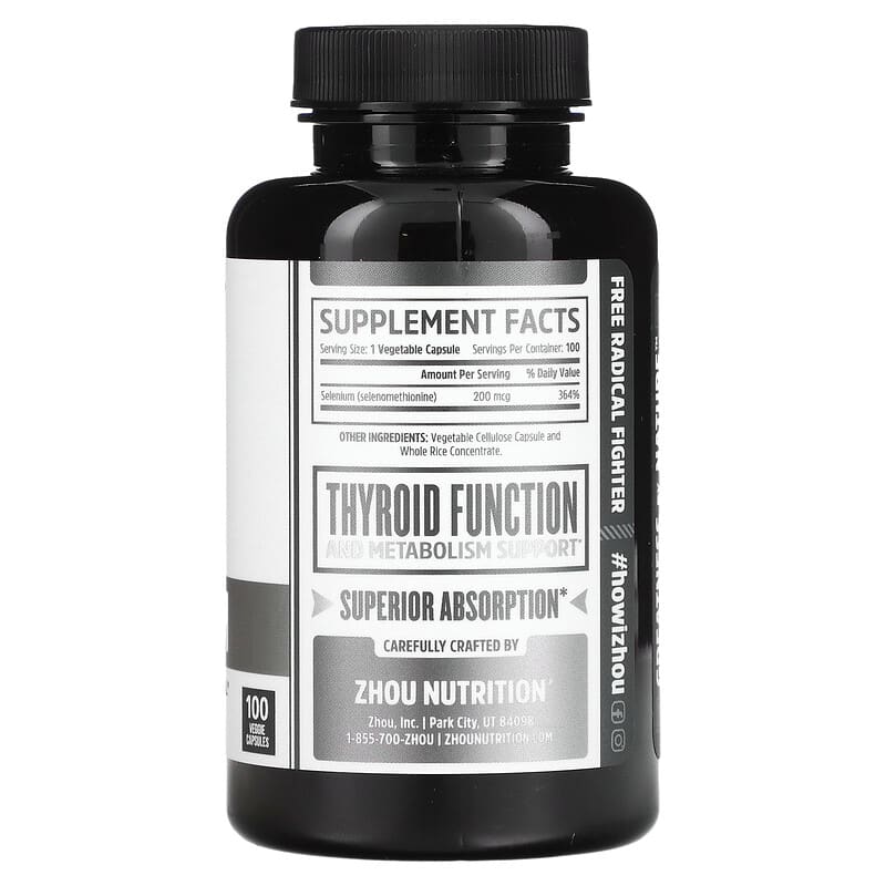 Zhou Nutrition Selenium 200 mcg 100 Veggie Capsules 2 Thực phẩm bổ sung Zhou Nutrition Selenium 200 mcg 100 Veggie Capsules 859805006317
