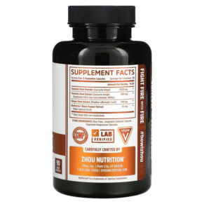 Thực phẩm bổ sung Zhou Nutrition Turmeric Curcumin with Ginger 90 Veggie Capsules 859805006362
