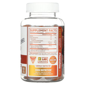 Zhou Nutrition Vitamin C+ Orange Blast 60 Vegan Gummies 3 Thực phẩm bổ sung Zhou Nutrition Vitamin C+ Orange Blast 60 Vegan Gummies 669191967396