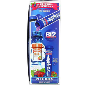 Thực phẩm bổ sung Zipfizz Healthy Sports Energy Mix with Vitamin B12 Blueberry Raspberry 20 Tubes 0.39 oz (11 g) Each 893811000396